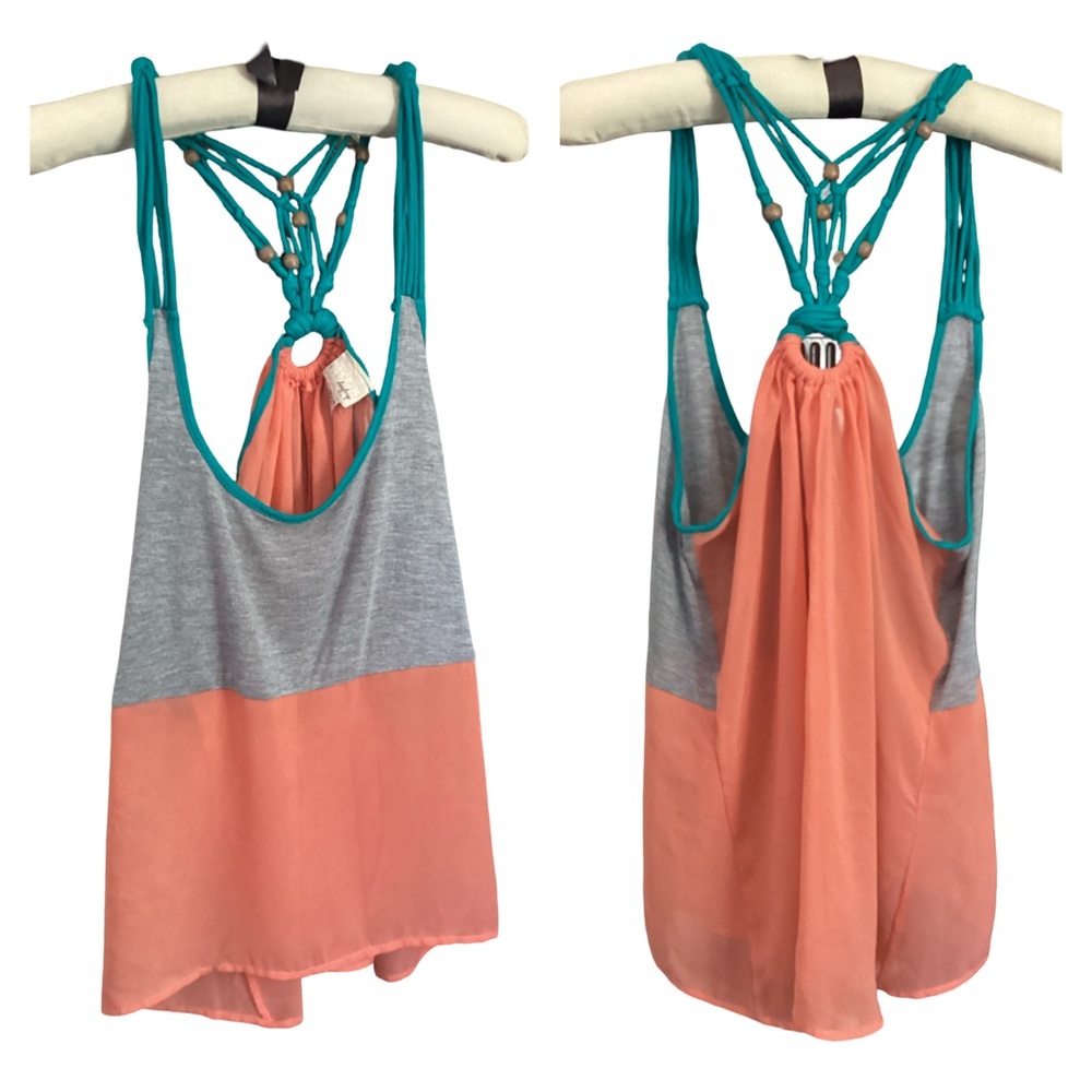 🚨Final Sale🚨! Daytrip Boho Sheer Tank Top w/Macrame Back Size M